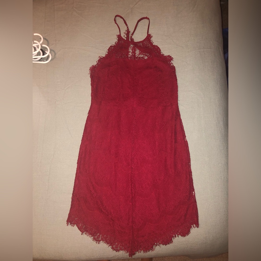 Free People red laced mini dress